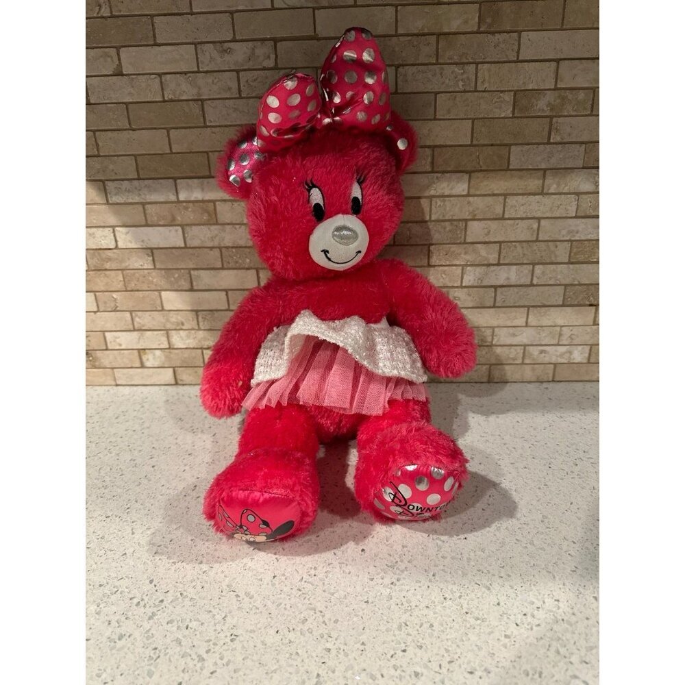 Build-A-Bear BAB Disneyland Downtown Minnie Mouse Pink Stuffed Plush w/ Outfit